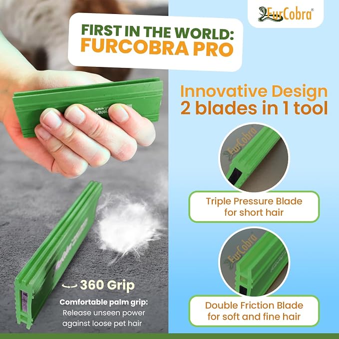 Pro Pet Hair Remover for Car Detailing, Carpet & Couch – Multi-Blade Dog & Cat Hair Scraper for Auto Interior, Upholstery, Furniture & Home – Reusable Embedded Fur Removal Tool