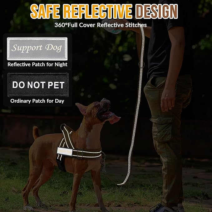 SlowTon No Pull Dog Harness with Front Clip - Heavy Duty, Soft Padded | Neck & Chest Adjustable, Tactical Pet Vest and Leash Set for Large Medium Sized Dogs, for Easy Walk & Training, Tan M