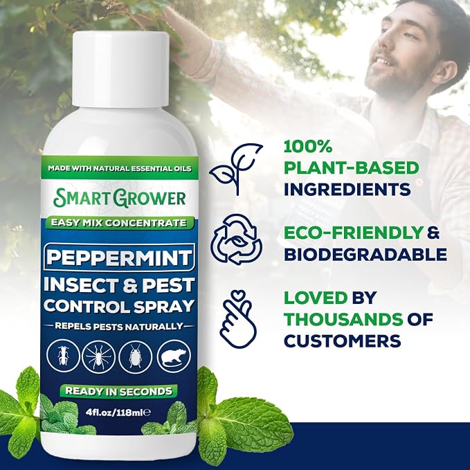 Peppermint Insect & Pest Control Best Value Concentrate - Repels Insects & Pests for Home, Indoor, Outdoor, Garden - Maximum Strength Concentrate (Makes Half Gallon RTU) 4 oz