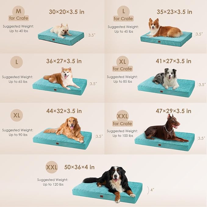 EHEYCIGA Orthopedic Dog Bed Extra Large with Removable Washable Cover, 50IN | Egg Crate Foam Support, Durable Oxford fabric, Non-Slip Bottom, Machine Washable, Soft Waterproof Plush Pet Bed Mat For Crate