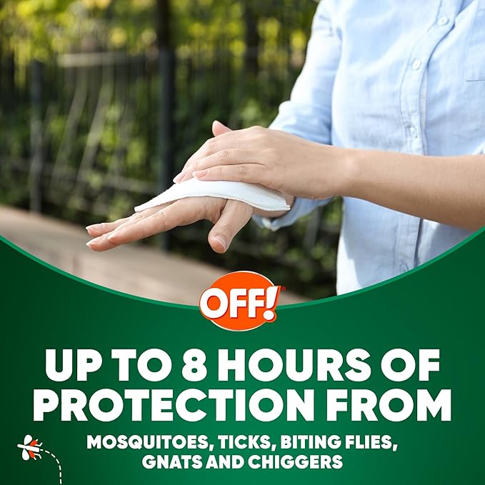 OFF! Deep Woods Mosquito and Insect Repellent Wipes, Long lasting, 12 Individually Wrapped Wipes (Pack of 1)