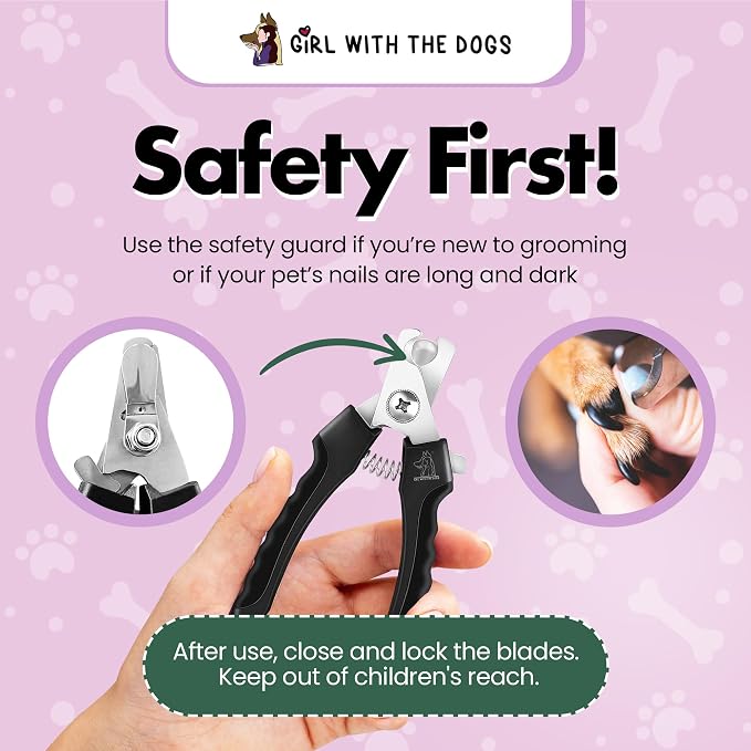 Pet Nail Clippers by Girl With The Dogs, Nail Clippers for Grooming and Claw Care for Cats/Dogs (Small)