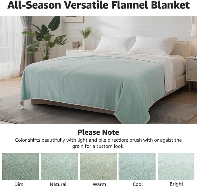 LOOBANI King Size Waterproof Blanket, Oversized Bed Cover, 85"x108", Green | Reversible Flannel Dog Blankets for Large Dogs, Spill-Proof Couch Cover for Family Movie Nights, Camping, Travel, Noise Free