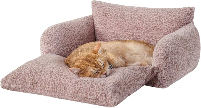 Hollypet Cat Bed Small Dog Orthopedic Couch Beds for Pets up to 13 lbs | Fluffy Multifunctional Double-Layer Warming Kitten Pet Couch Orthopedic Beds with Machine Washable Cover and Non-Slip Bottom