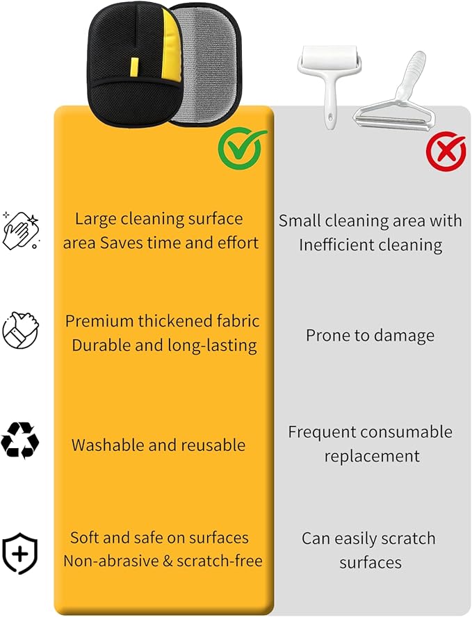Pet Hair Removal Glove .Upgraded Thickened Reusable Electrostatic Pet Hair Remover Glove Tool .Dogs & Cats pet hair glove.Used for Sofas, Bed Sheets, Carpets, Clothes, Curtains and Car Seats.