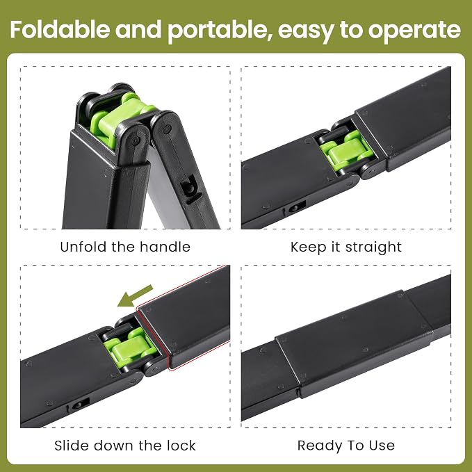 32in Dog Pooper Scooper with Bag Attachment, Foldable Long Handle | Thickened ABS dog scooper for large dogs. Features curved grip, jagged teeth, 120 bags, clip & extra 2x springs/buckles