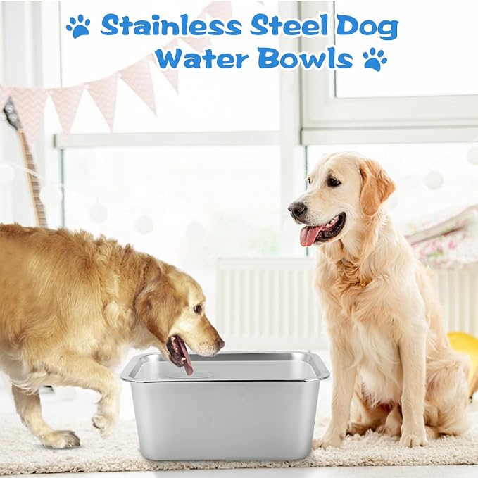 YUEPET Outdoor Dog Water Bowl, 2 Gallon Stainless Steel Bowl for Dogs | Outdoor Dog Water Bowl, 2 Gallon Capacity, Food and Water Use, Rounded Corners, Raised Edge, Easy to Clean, XL Dogs