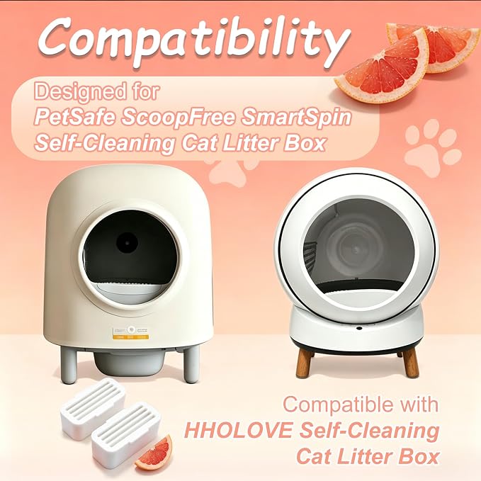 NewKe Grapefruit Deodorizer for PetSafe ScoopFree SmartSpin Cat Litter Box | Plant-based deodorizer refills for HHOLOVE Self-Cleaning Cat Litter Box. 6PCS last 6 months. Natural oils keep litter fresh