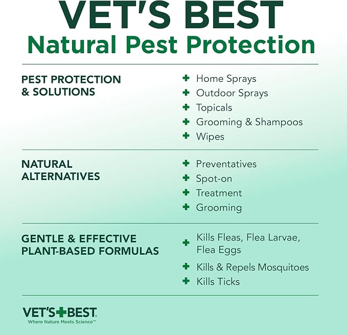 Vet's Best Flea and Tick Yard and Dog Kennel Spray, Mosquito Repellent with Certified Natural Oils, Plant Safe with Ready-to-Use Hose Attachment, Flea and Tick Prevention for Dogs, 32 oz
