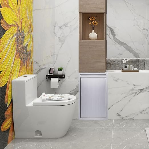 Commercial Waste Receptacle Embedded Trash Bin, Stainless Steel Tilt Out Trash Cabinet Hidden Trash Can, Wall-mounted Waste Bin Recycling Cabinet, Bathroom Waste Container Kitchen Trash Can Cabinet