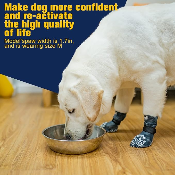 EXPAWLORER Anti Slip Dog Socks to Prevent Licking Paws, Dog Shoes for Hot Pavement, Dog Booties for Small Medium Large Senior Dogs, Traction Control Boots & Paw Protectors for Hardwood Floors