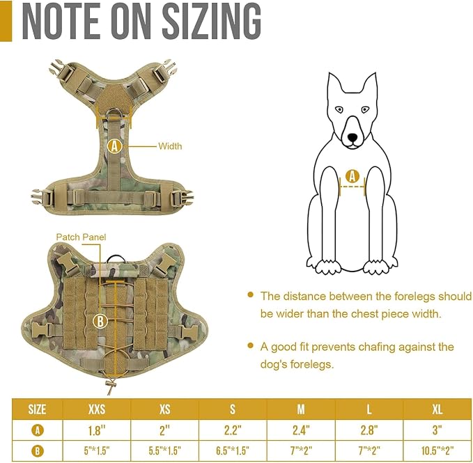 OneTigris Tactical Dog Harness with Handle No-Pull Adjustable for Large Dog | Military 1000D Pullable Nylon, Service Dog Vest with Hook & Loop Panels, Easy On & Off for Walking Hiking Training Camo XL