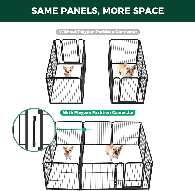FXW Homeplus Indoor Dog Playpen with Divider Connectors, 24" H, 12 Panels | Calm Indoor Play Area, Two-Zone Layout, For Puppies & Small Dogs, Patented