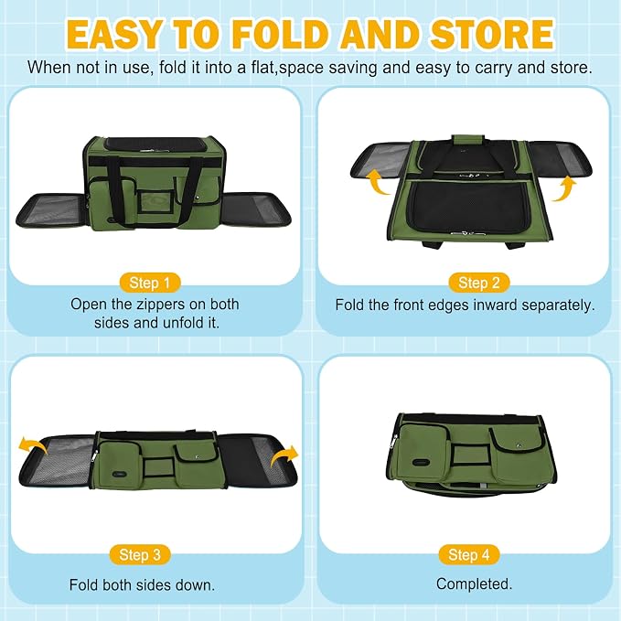 HUANLANG Cat Carrier Airline Approved,Soft-Sided Dog Carriers for Small Dogs Medium Cats,Pet Travel Carrier Up to 20 Lbs,Collapsible Cat Bag