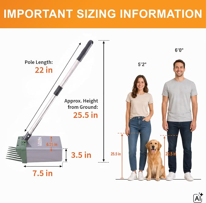 Neater Pet Brands Lift N’ Bag 2.0 Dog Pooper Scooper with Bag Attachment & 22" Pole for Small to Large Dogs, New & Improved Design, 195 Refill Bags, Heavy Duty Dog Poop Scooper for Yard, One-Hand Use