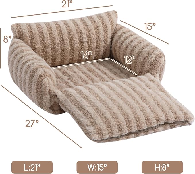 Hollypet Cat Bed Small Dog Orthopedic Couch Beds for Pets up to 13 lbs | Fluffy Multifunctional Double-Layer Warming Kitten Pet Couch Orthopedic Beds with Machine Washable Cover and Non-Slip Bottom