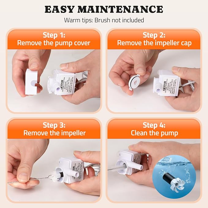 Pawtners Replacement Pump for 10in/6.7in Dog Fountain, Replacement Pump with Water Sensor & Indicator Light, Water Fountain for Cats Inside Ultra Quiet Water Pump,Easy to Disassemble & Clean