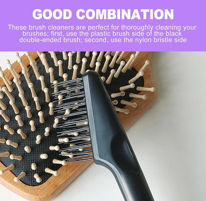 1 Hair Brush Cleaner Tool & 2 Metal Rakes – Effective Comb Cleaning Kit for Hair, Dust, Lint Removal at Home & Salon