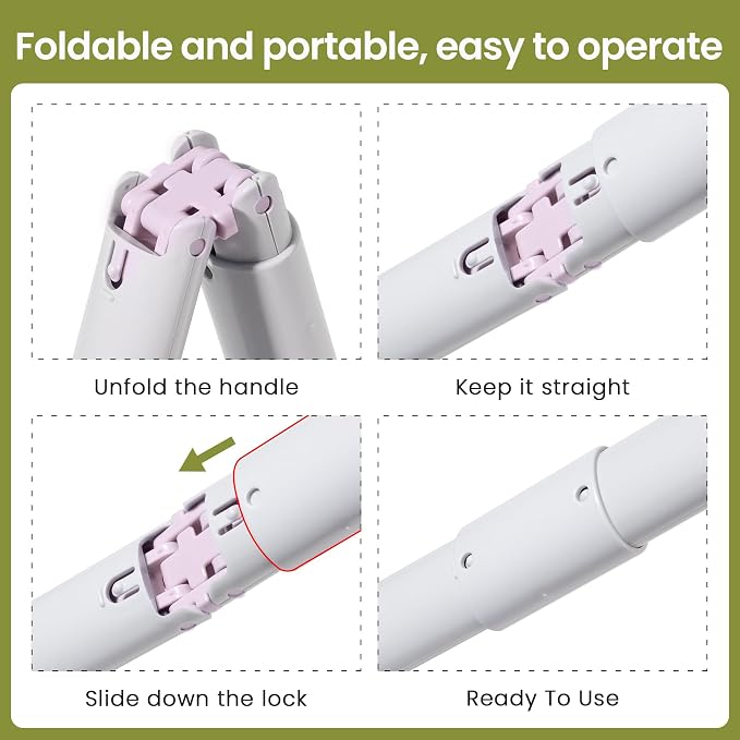 Dog Pooper Scooper Portable with Bag Attachment, One Handed Foldable Design, Includes 120 Waste Bags and Dispenser, 19 Inch Handle for Grass Yard Gravel Cleanup (Purple)