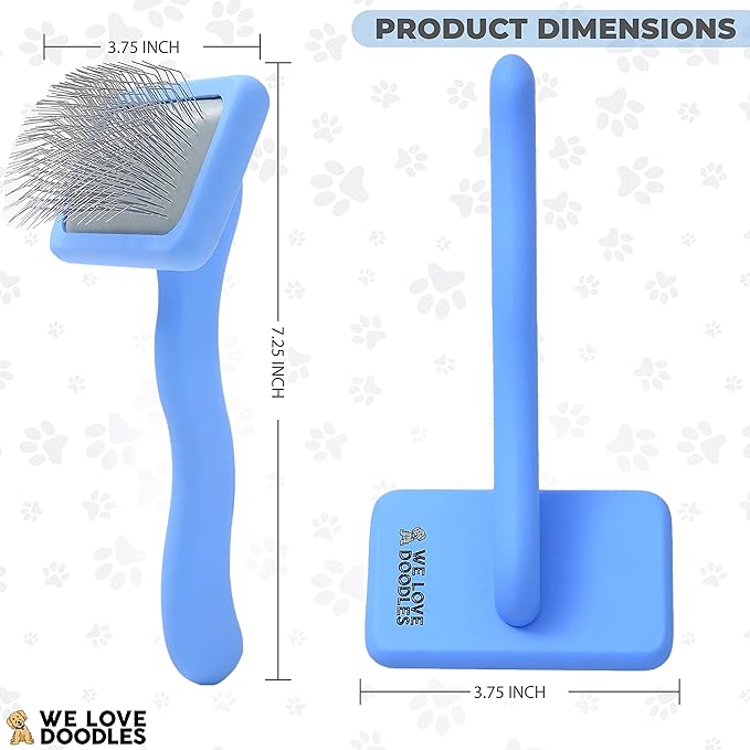 We Love Doodles Small Dog Dematting Rake & Small Slicker Brush - Detangler Brush For Dogs, Comb Tool For Grooming, Pet Grooming Detangler Pin Dog Brush, Dog Slicker Brush for Pet Hair
