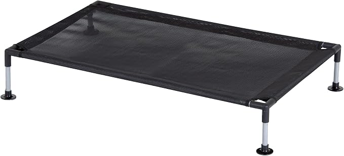 COOLA Pet Bed - Large - Black, 35.5 x 23.5 Dog Lounger, Breathable Mesh Fabric, Elevated Structure for Joints, Steel Frame, Animal 55lb Cap