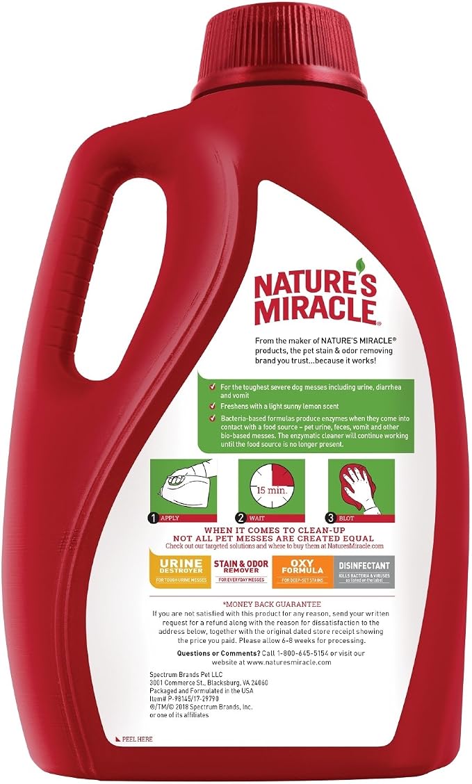 Nature's Miracle Advanced Dog Stain Remover and Odor Eliminator (128 oz) and Advanced Stain & Odor Eliminator for Severe Dog Messes (32 oz)