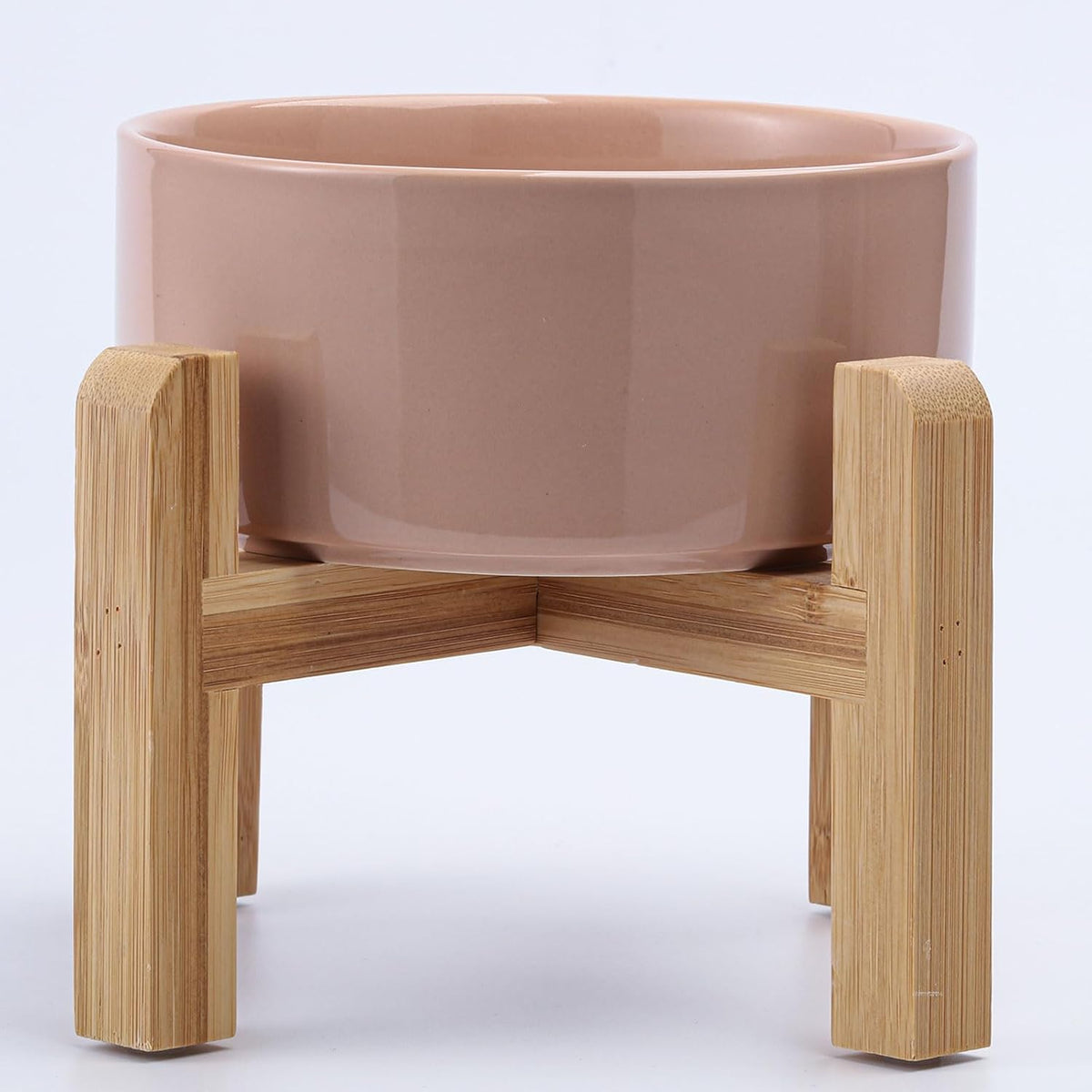 Petygooing Khaki Elevated/Raised Ceramic Dog Bowl for Small Breeds, Dog Food Water Dish with Stand,Pet Feeding Bowl with Anti Slip Rubber for Cats and Small Dogs Puppy 13.5 OZ (5.1In / 1.7 Cups)