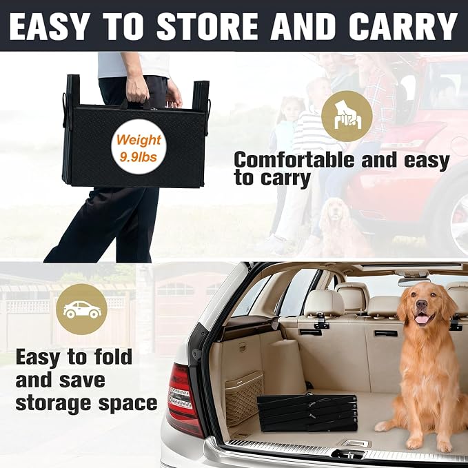 Dog Steps for Car, Truck, SUV, Dog Ramps for Cars with High Traction Surface, Portable Waterproof Dog Stairs for Large Dogs, Supports Up to 200 lbs, 5 Steps