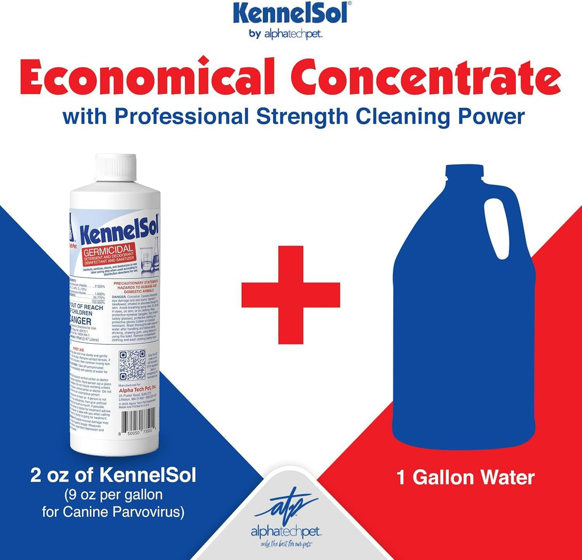 ATP KennelSol 1-Step Kennel Cleaner - 1 Pint Liquid Disinfectant, Effective Against Bacteria and Viruses, Deodorizer Wintergreen Scent by Alpha Tech Pet