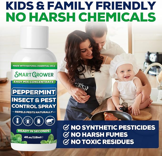 Peppermint Insect & Pest Control Best Value Concentrate - Repels Insects & Pests for Home, Indoor, Outdoor, Garden - Maximum Strength Concentrate (Makes Half Gallon RTU) 4 oz