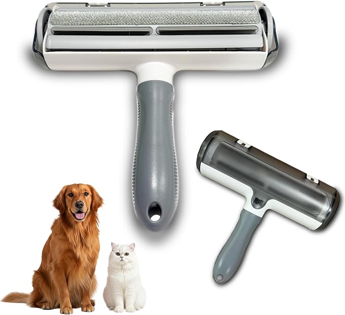 Reusable Pet Hair Remover Roller – Self-Cleaning Lint Brush with Built-in Container, No Refills – for Couch, Furniture, Bedding, Rugs & Car Seats