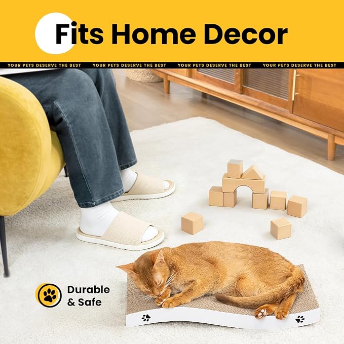 Cat Scratcher, Durable Scratch Pad, Corrugated Cardboard Scratching Board for Indoor Cats, Heavy Duty, Double-Sided Usability, Recyclable, with Catnip, Large, 1-Pack