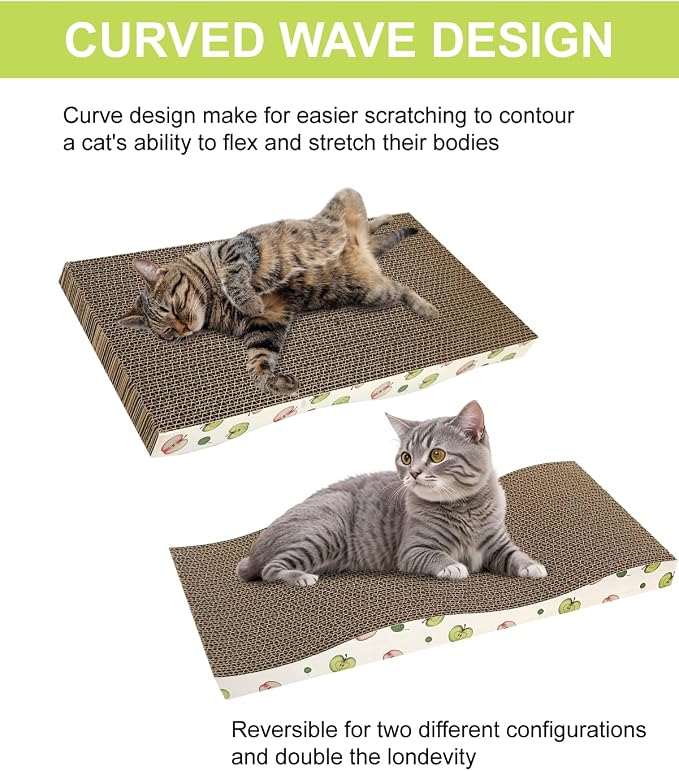 TIMHAKA Cat Scratching Board, Corrugate Cat Scratcher for Indoor Cats with Catnip, Cat Scratch Pad with Premium Scratch Textures Design, Cardboard Cat Scratcher with Double-Sided Usability (Pack of 6)