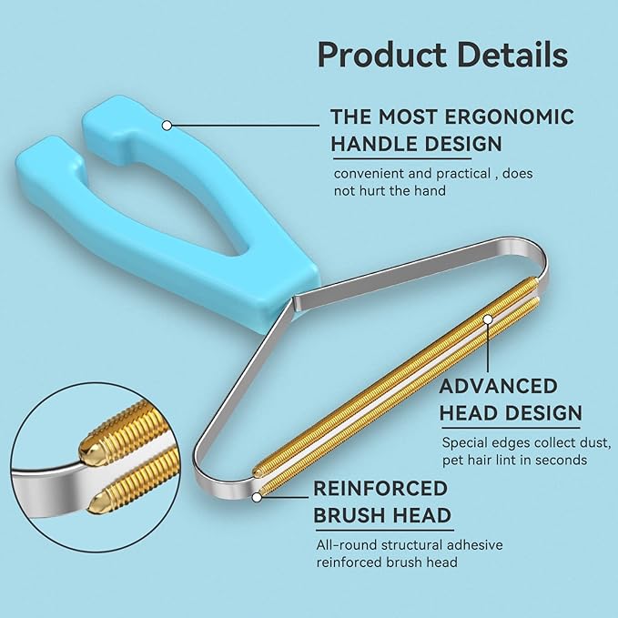 Carpet Rake 60" Long Handle, Pet Hair Remover, Carpet Broom, 3Pcs | Metal Fabric Edge, Carpet Scraper, Rug Rake, Pet Hair Broom, Carpets, Rugs, Mats, Couch, Stairs, Pet Hair Removal Tool