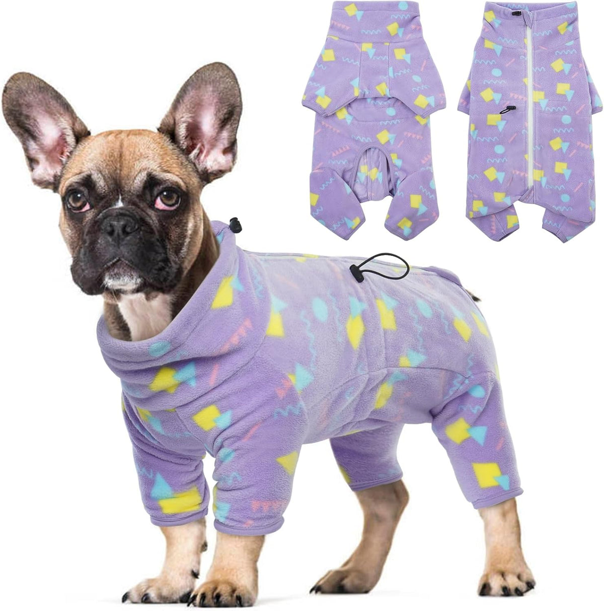 ROZKITCH Dog Jacket with Sleeves, Pet Windproof Warm Cold Weather Jacket Vest with Luminous Zipper, Jumpsuit Apparel Outfit Clothes for Small Medium Large Dog Geometry XS