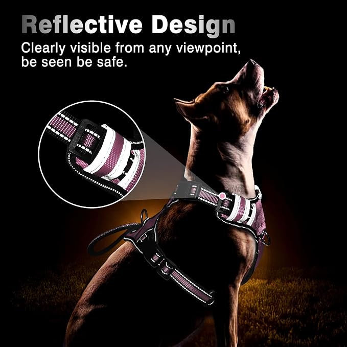 Service Dog Vest No Pull Dog Harness with 7 Dog Patches, Reflective Pet Harness with Durable Soft Padded Handle for Training Small, Medium, Large, and Extra-Large Dogs (Small, Pink)
