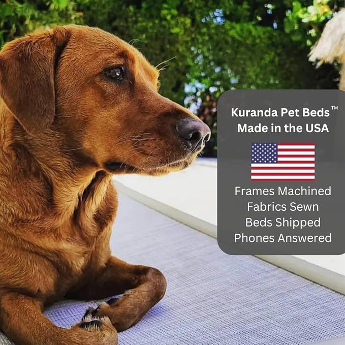 Kuranda Chewproof Elevated Dog Bed – 40" x 25" - Sunsure Textilene - Birch