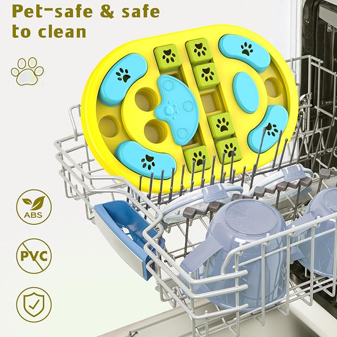 Dog Puzzle Toy, Interactive Treat Puzzle for IQ Training & Mental Stimulation, Non-Slip Slow Feeder Enrichment Boredom Buster for Puppies Small Medium Large Dogs Cats, Yellow Gift