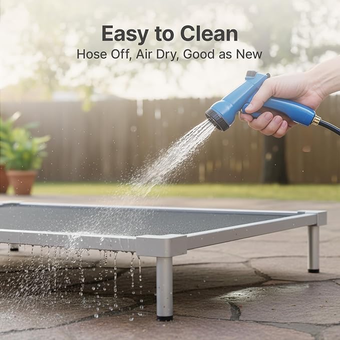 Elevated Dog Beds Large Sized Dog, Chew Proof Aluminum Alloy Heavy Duty Dogs Supplies Cooling Raised Pet Cot Indestructible with Anti-Rust Washable Assembly for Crate Outdoor-48.4"x 32" x 6.5"