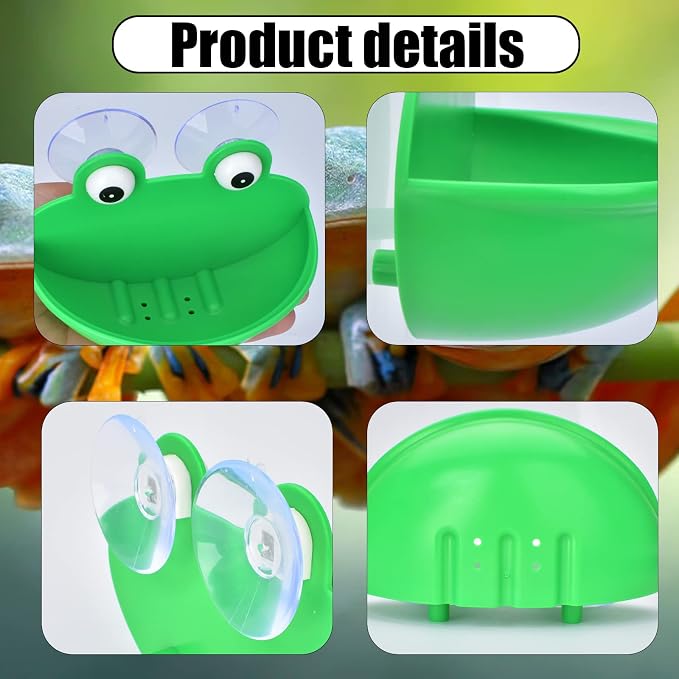 Sankoly 2 Pieces Frog Habitat with Suction Cup Lovely Suction Cup Soap Dish Holder for Fish Tank Aquarium Decoration/Kids Bathing/Small Item Storage, Plastic, Green