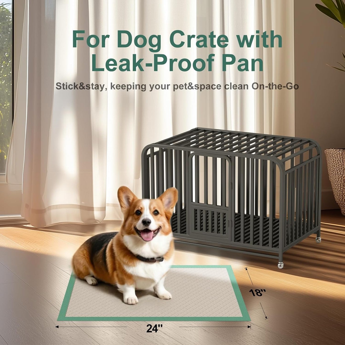 Gardner Pet Puppy Pee Pads Large 18"x24", 10 Count, Dog Pee Pads with Adhesive Sticky Tape, Max Absorbency, Leak Prevention Disposable Training Bed Pad for Doggie, Cats, Rabbits, Crate/Cage