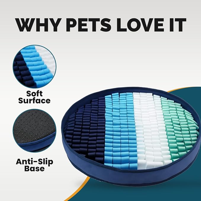 PET ARENA Adjustable Dog Snuffle Mat Interactive Feeding Toy - Multicolor | Encourages natural foraging, helps reduce boredom, slows eating, and provides mental stimulation for daily enrichment.