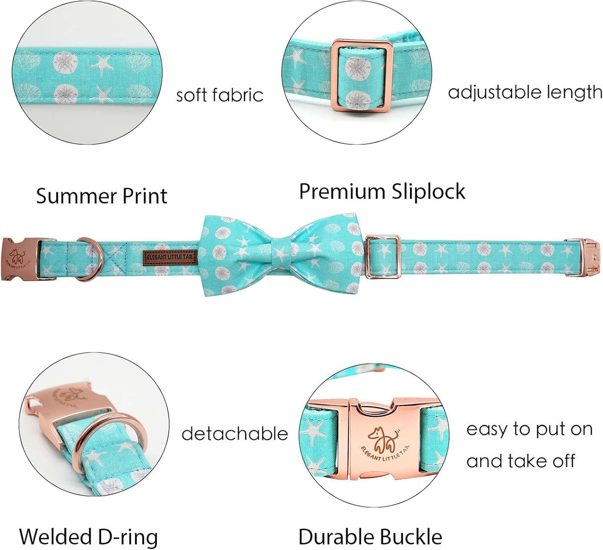 Elegant Little Tail Bowtie Collar for Small to Large Dogs
