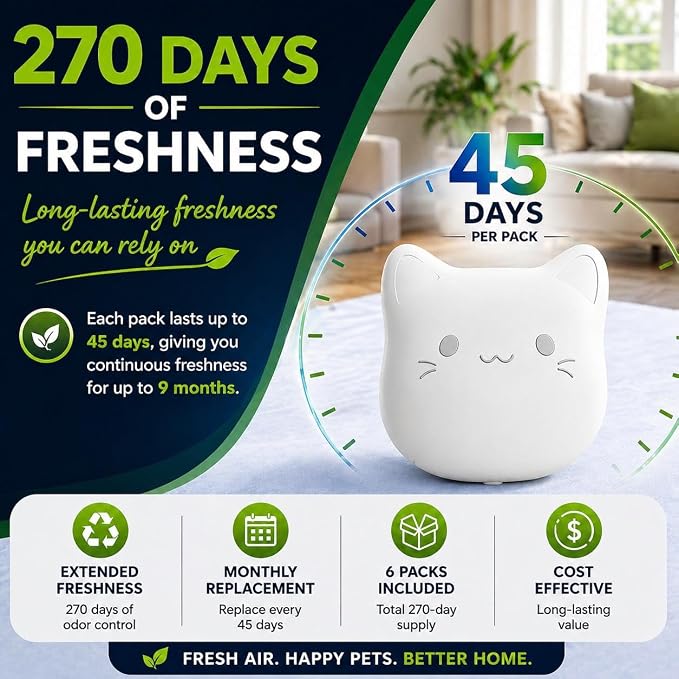ProGuard® 6PCS Pets Deodorizing Pods for Cumrige Self Cleaning Litter Box, Odor Remover for Fumoi Automatic Cat Litter Box, Camellia Flower Scented, Long-Lasting Fragrance, Keep Home Fresh