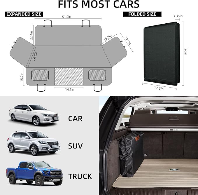 YJGF Hard Bottom Dog Car Seat Cover for Back Seat,Seat Extender for Dogs | Strong Support,More Rest Space,Waterproof, Scratch Resistant,Car Seat Protector,Dog Hammock for Car/SUV/Small Truck