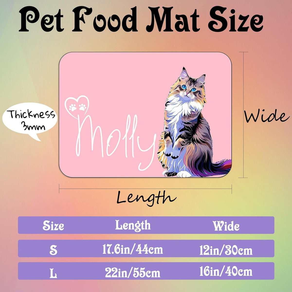 Personalized Dog Cat Feeding Mat Custom Pet Food Mat Waterproof Non-Slip Customized Puppy Name Photo Placemat Dish Rug Floor Protector Gifts for Pets Lover Pattern 4