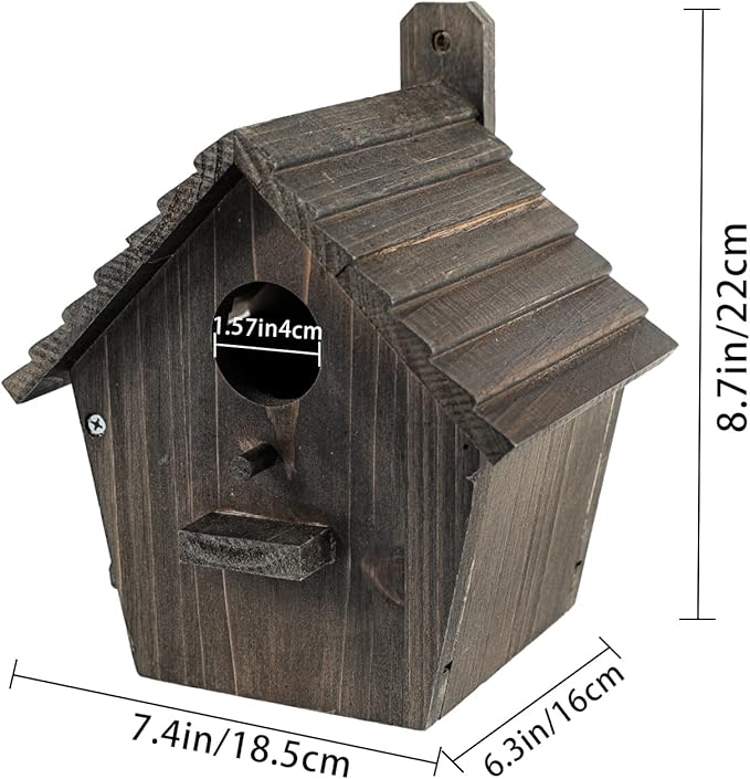 Bird House Black Birdhouse Bird Houses for Outside with Pole Wooden Bird House for Finch Bluebird House Cardinals Hanging Birdhouse Clearance Garden Country Cottages B8-2
