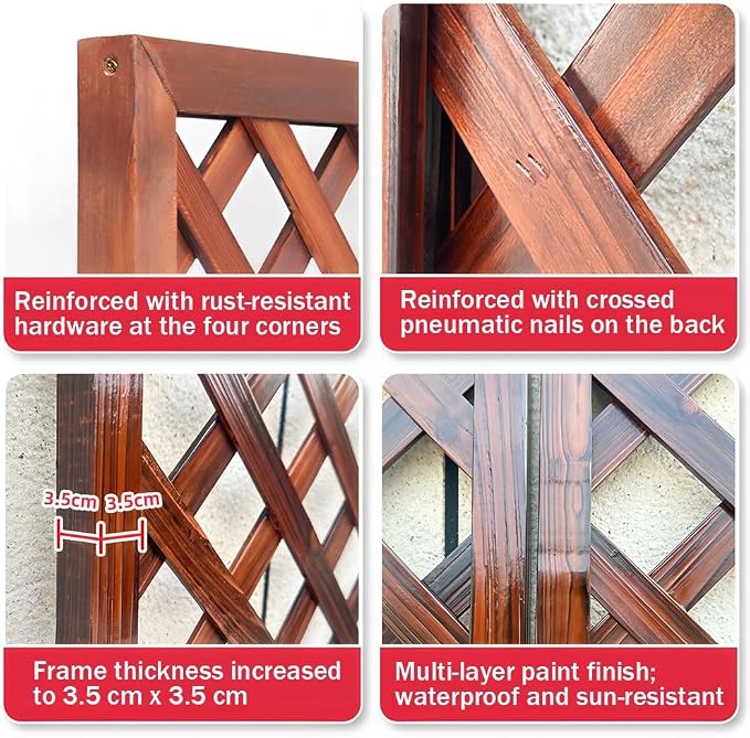 Zfmnoyev Outside Wooden Decorative Fences, Courtyard Edge Fence Board, Decorative Garden Trellis for Climbing Plants, Standing Decorative Privacy Fence Panels for Deck Patio Balcony(30x90cm)