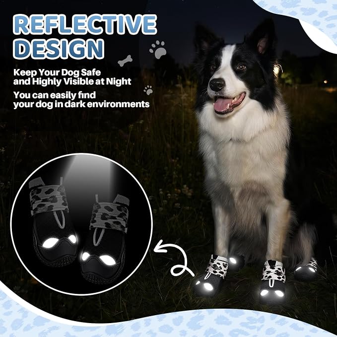 SlowTon Dog Shoes for Large Small Medium Dogs - Breathable Dog Boots for Summer Hot Pavement, Paw Protector for Outdoor Walking Winter Snow, Anti-Slip Rubber Dog Booties for Hardwood Floor (LP B, 6)