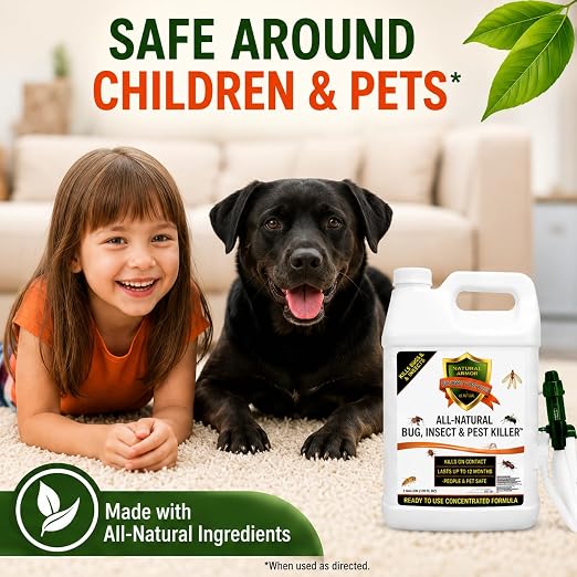 Natural Bug, Insect & Pest Killer & Control Including Fleas, Ticks, Ants, Spiders, Bed Bugs, Dust Mites, Roaches and More for Indoor and Outdoor Use, 128 Oz Gallon